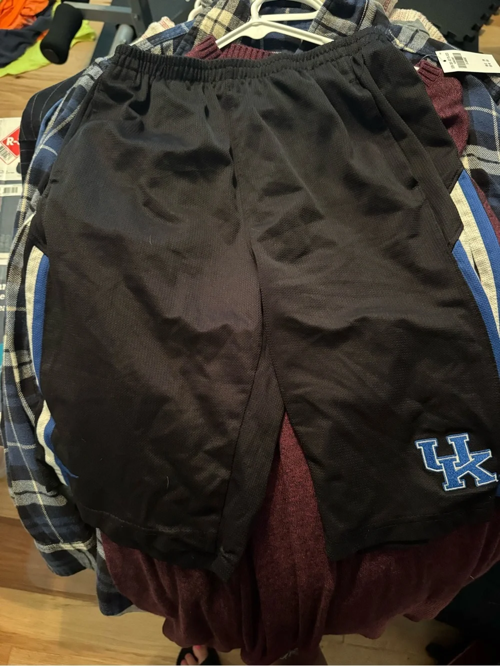 Nike Black Athletic Shorts with Blue Accent and UK Logo